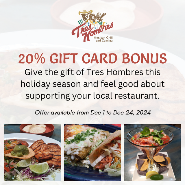 tres hombres holiday gift card bonus