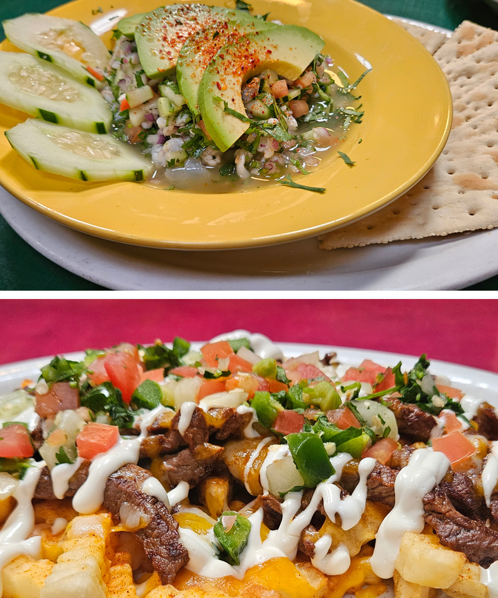 shrimp ceviche and carne asada fries - weekend dishes